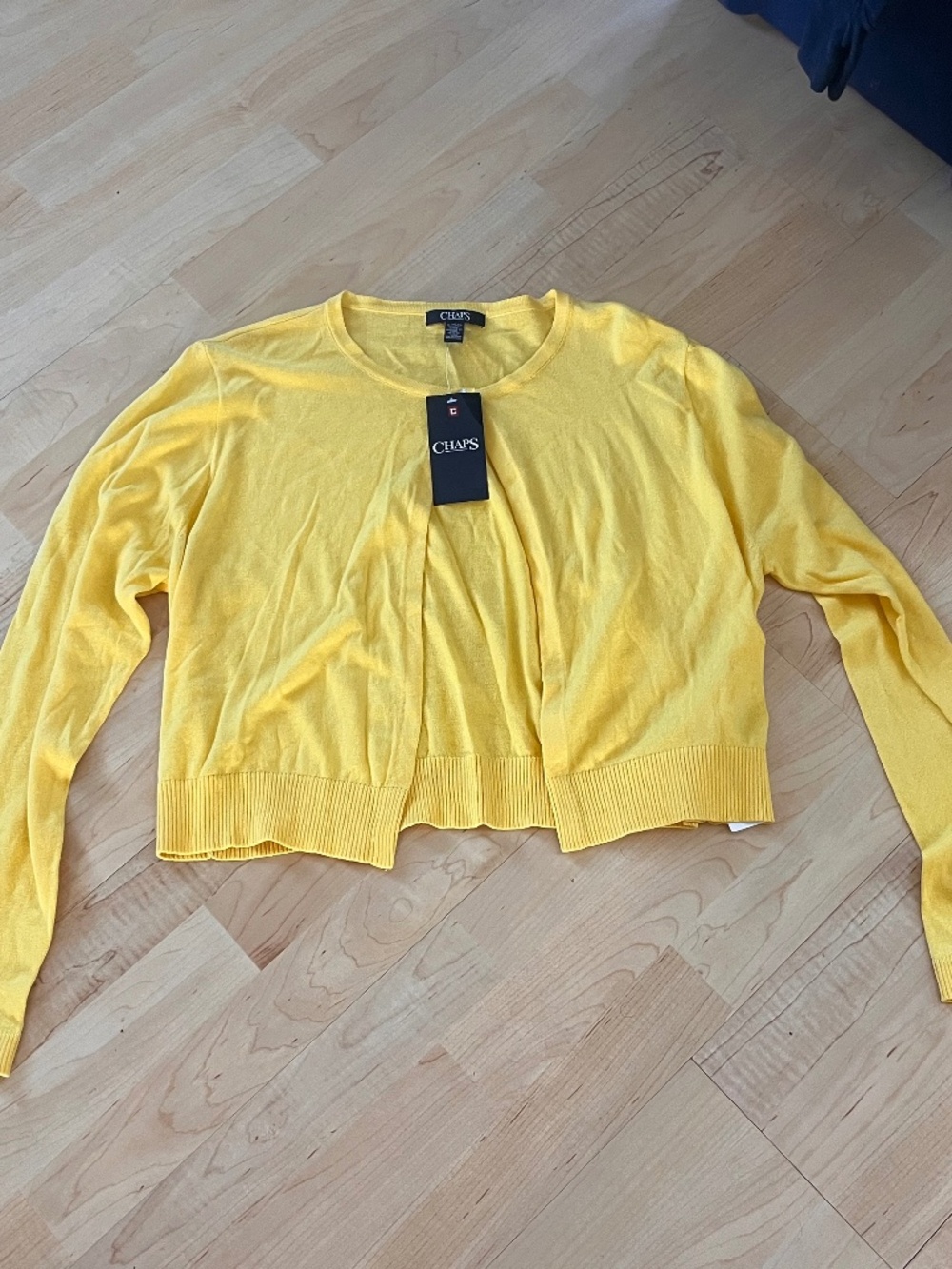 Women’s Chaps Yellow Sweater Blouse Cardigan Shirt XL Preppy Academia Grandma